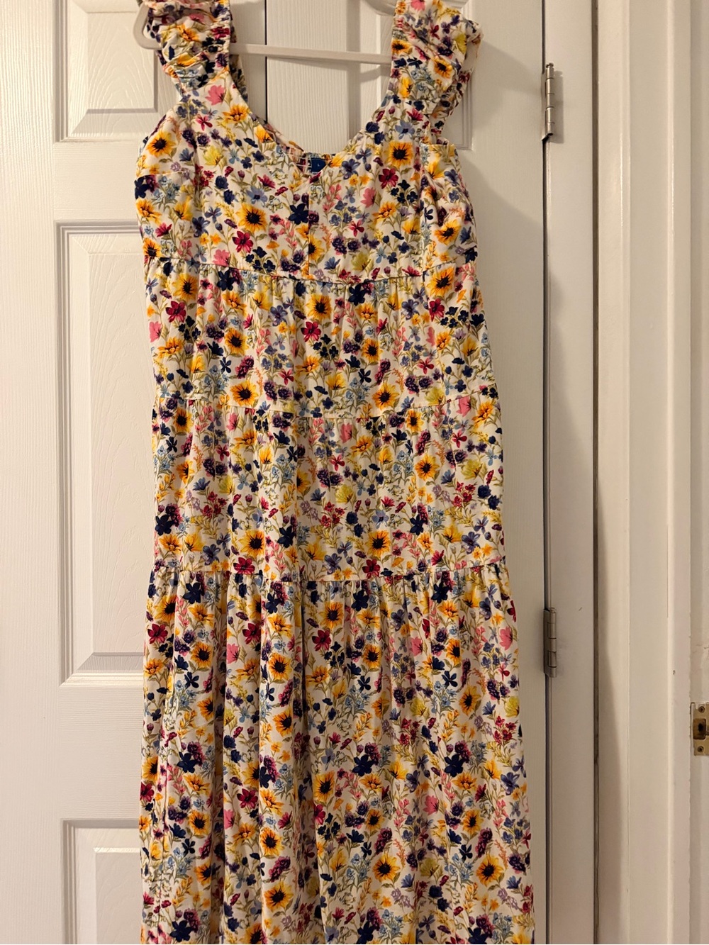 Old Navy Floral Ruffle-Sleeve Women’s maxi dress Yellow & Pink Floral - Picture 2 of 6